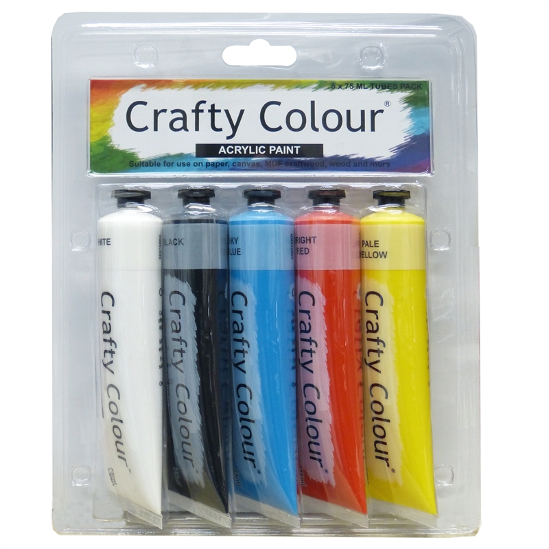 Crafty Colour 75ml Acrylic Paint - 5 Pack | Bunnings Warehouse