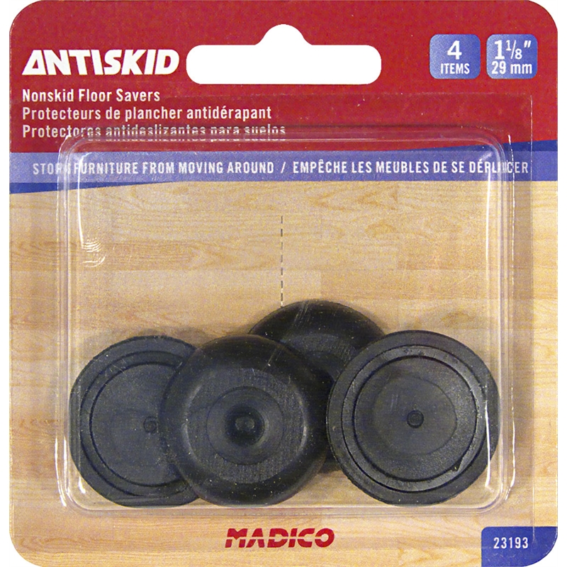 Madico 29mm Black Round Antiskid Floor Savers - 4 Pack | Bunnings Warehouse