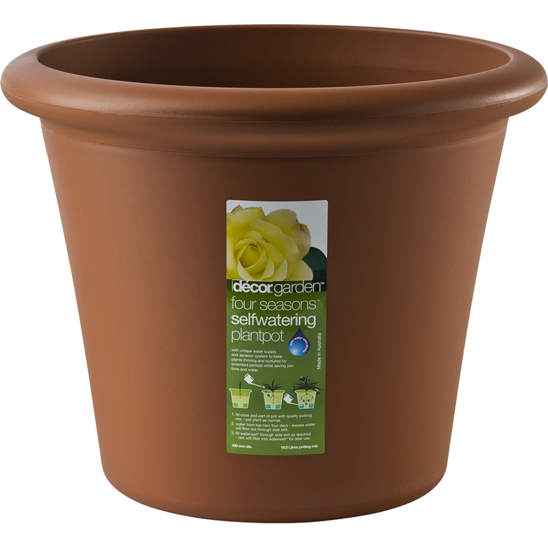 Decor 400mm Four Seasons Terracotta Self Watering Plastic Pot I/N
