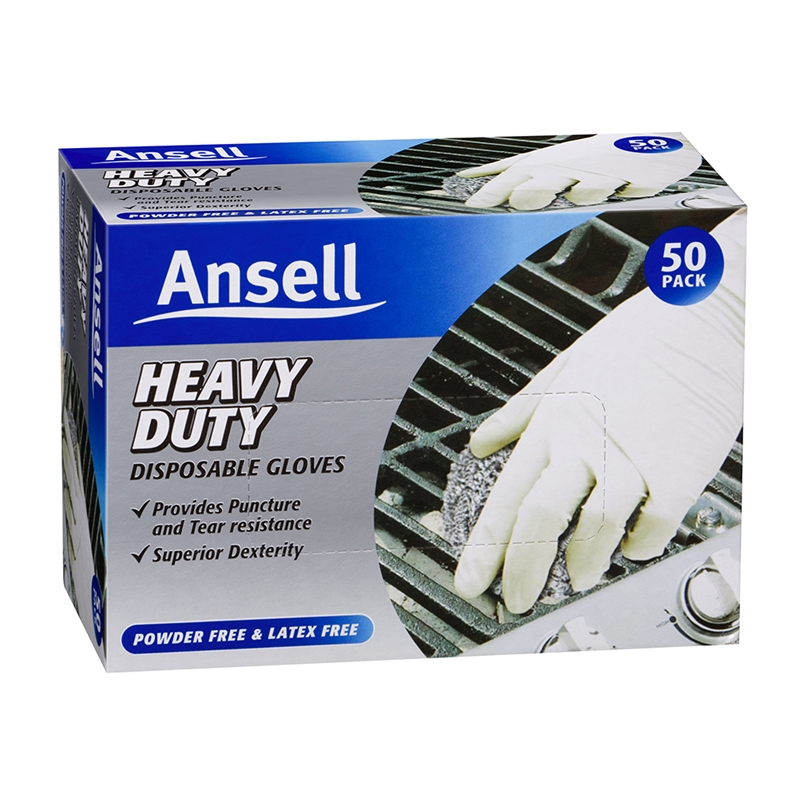 Ansell Heavy Duty Disposable Nitrile Gloves - 50 Pack | Bunnings Warehouse