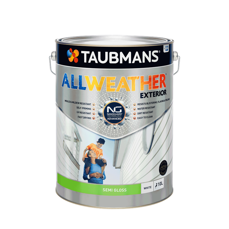 Taubmans 10L White All Weather® Exterior Semi Gloss Paint Taubmans 10L White All Weather® Exterior Semi Gloss Paint