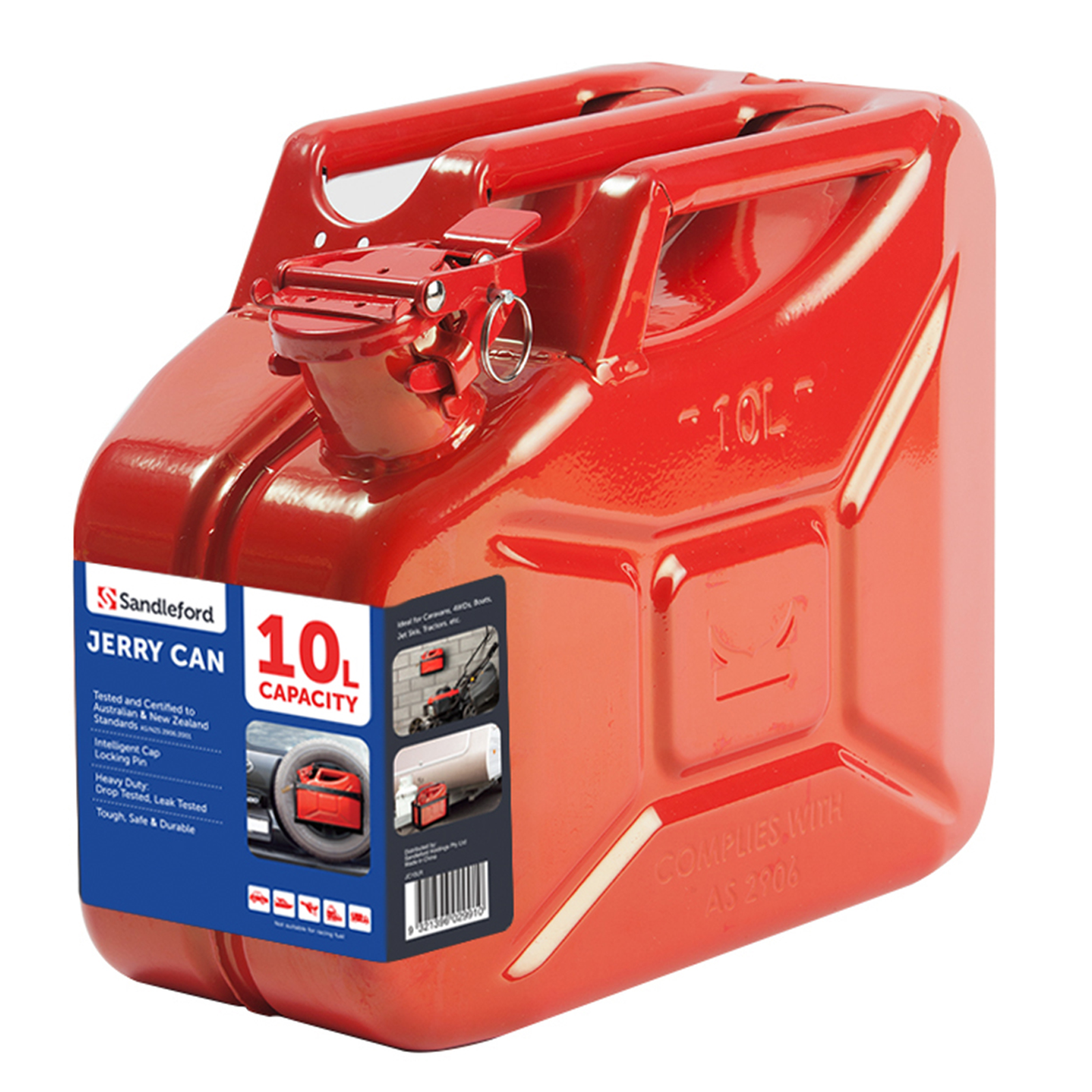 Sandleford 10L Red Metal Jerry Can