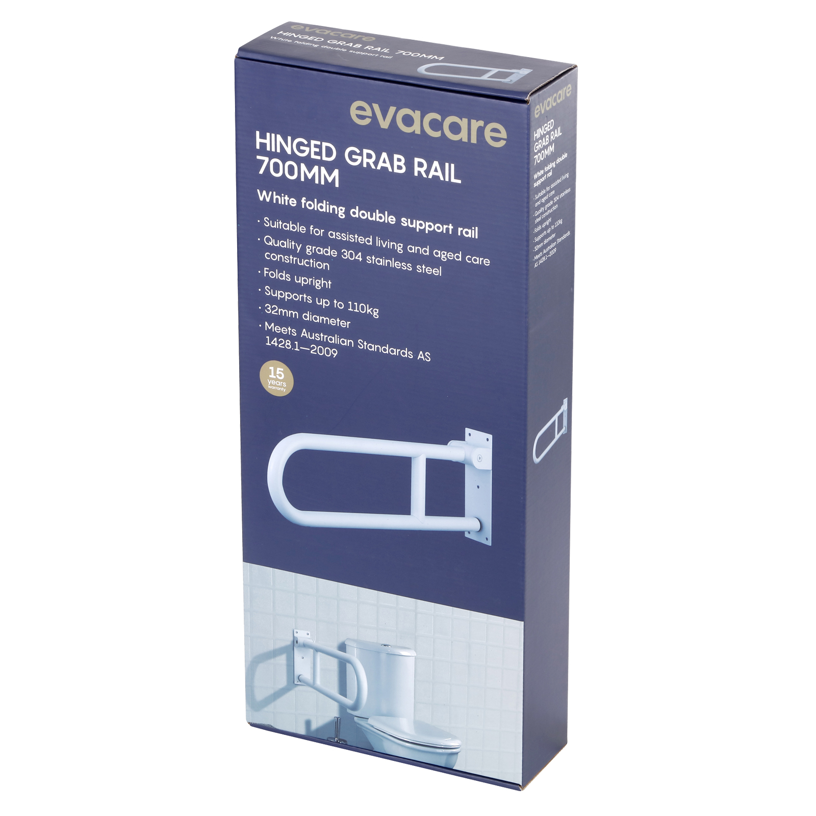 Evacare 700mm White Hinged Grab Rail Bunnings Warehouse