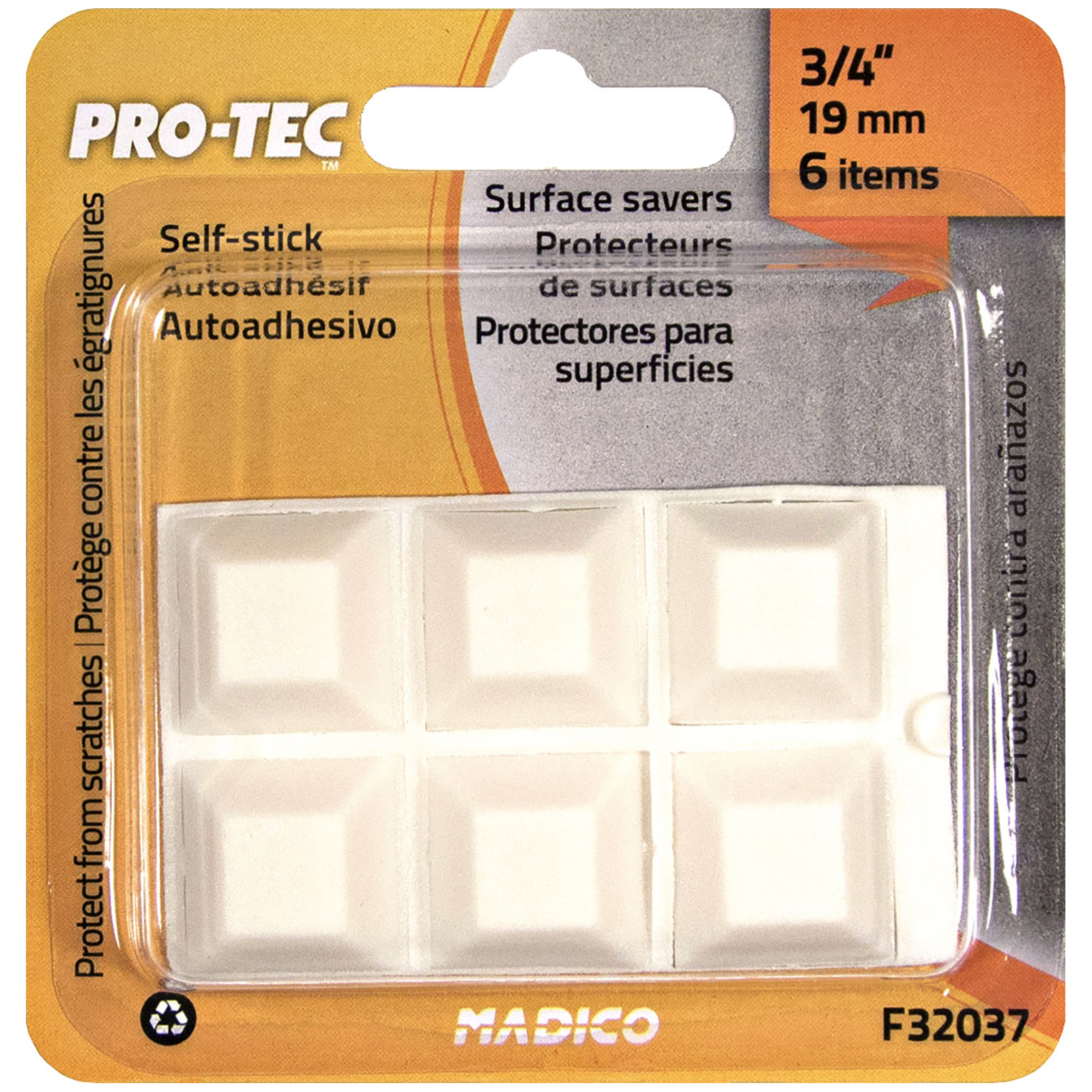Madico 19 x 19mm Poly Square Pad Floor Protection - 6 Pack
