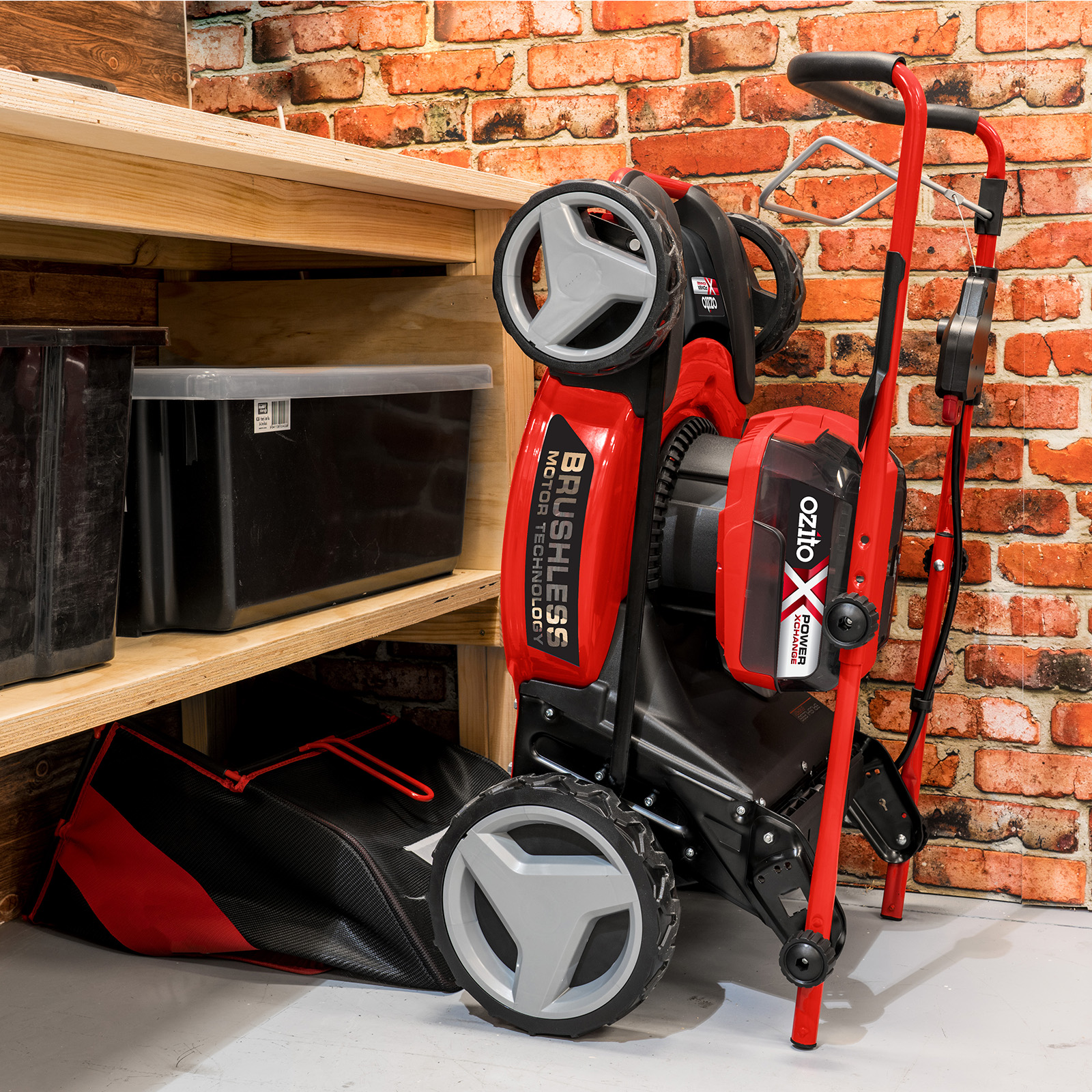 Ozito Power X Change 2 x 18V Brushless 5 In 1 Steel Deck Lawn Mower Kit