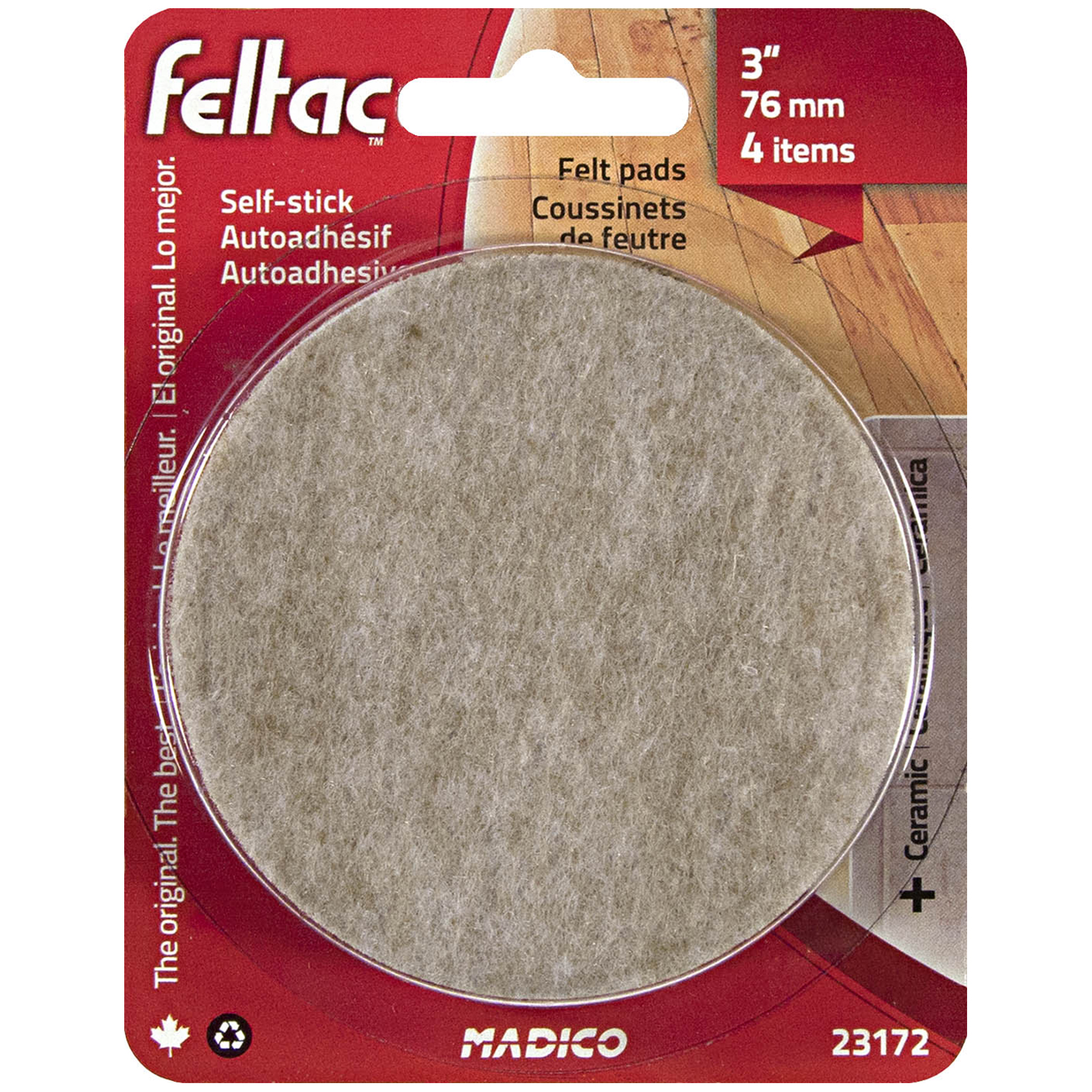 Madico 76mm Beige Round Feltac Floor Protection Pad - 4 Pack