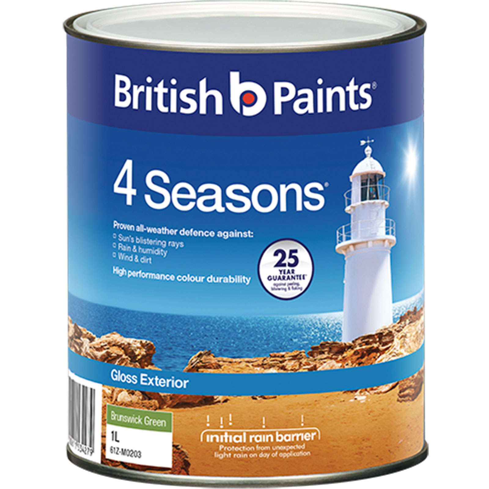 British Paints 4 Seasons 1L Gloss Brunswick Green Exterior
