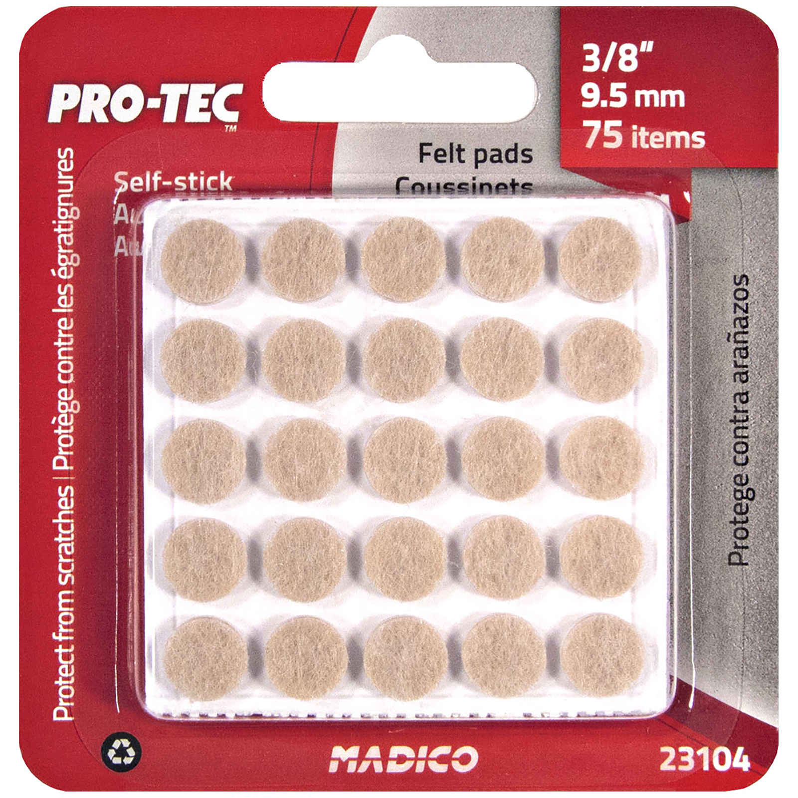 Madico 10mm Beige Round Feltac Floor Protection Pad - 75 Pack