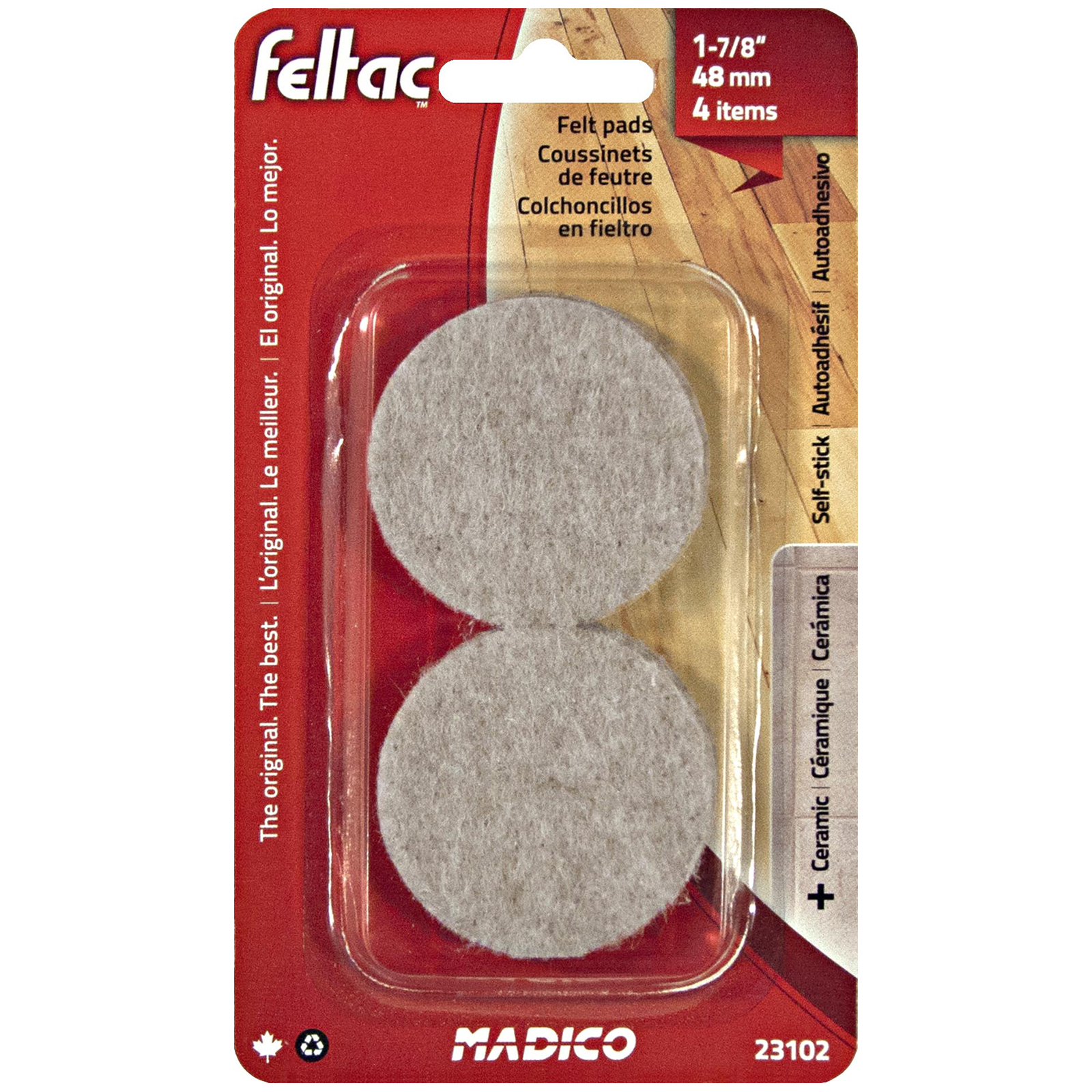 Madico 48mm Beige Round Feltac Floor Protection Pad - 4 Pack