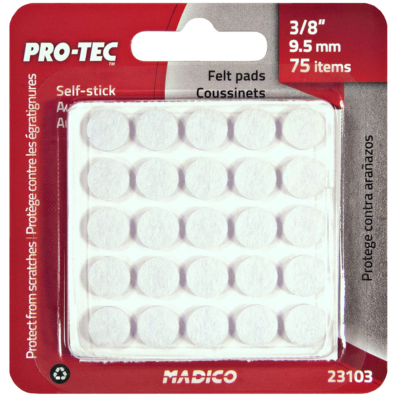 Madico 10mm White Round Feltac Floor Protection Pad - 75 Pack