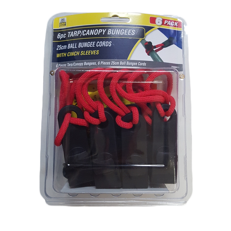 Gripwell 250mm Ball Bungee Cords Tarp / Canopy Bungee With Cinch