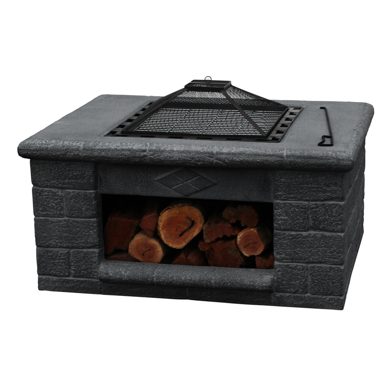 Glow 94 x 72 x 58cm Dark Charcoal Manzano Fire Pit Bunnings Warehouse
