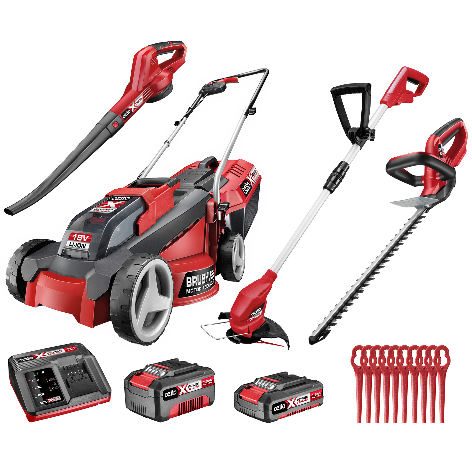 Ozito Power X Change 18V Ultimate Cordless Garden Care Kit