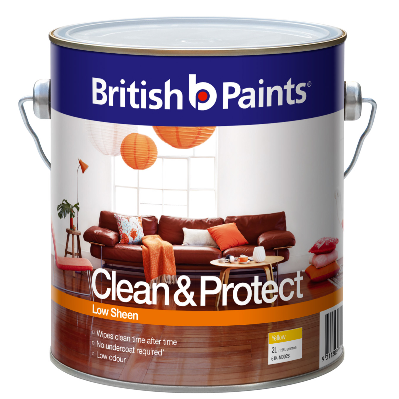 British Paints Clean & Protect 2L Low Sheen Yellow Interior Paint