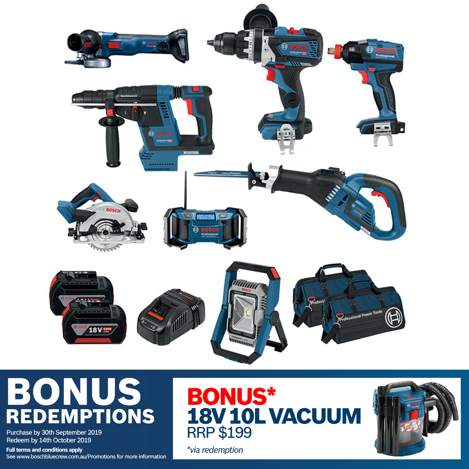 Bosch Blue 18V 8 Piece Cordless Combo Kit Bunnings Warehouse