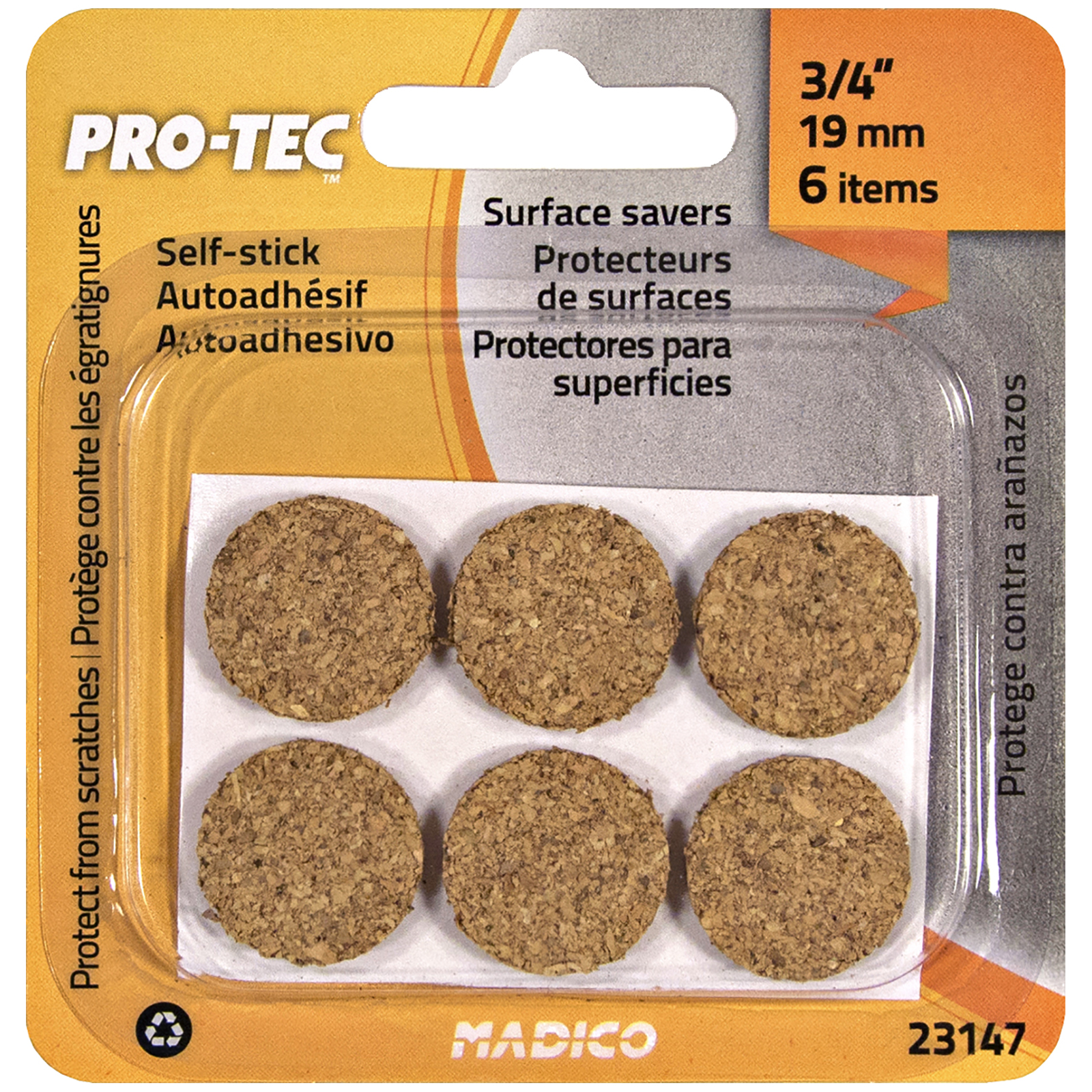 Madico 19mm Cork Self-Stick Surface Savers - 6 Pack