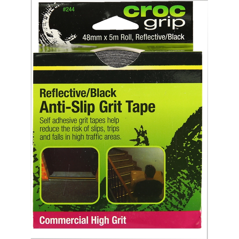 Croc Grip 48mm X 5m Reflective Black Commercial Anti Slip High Grit Tape