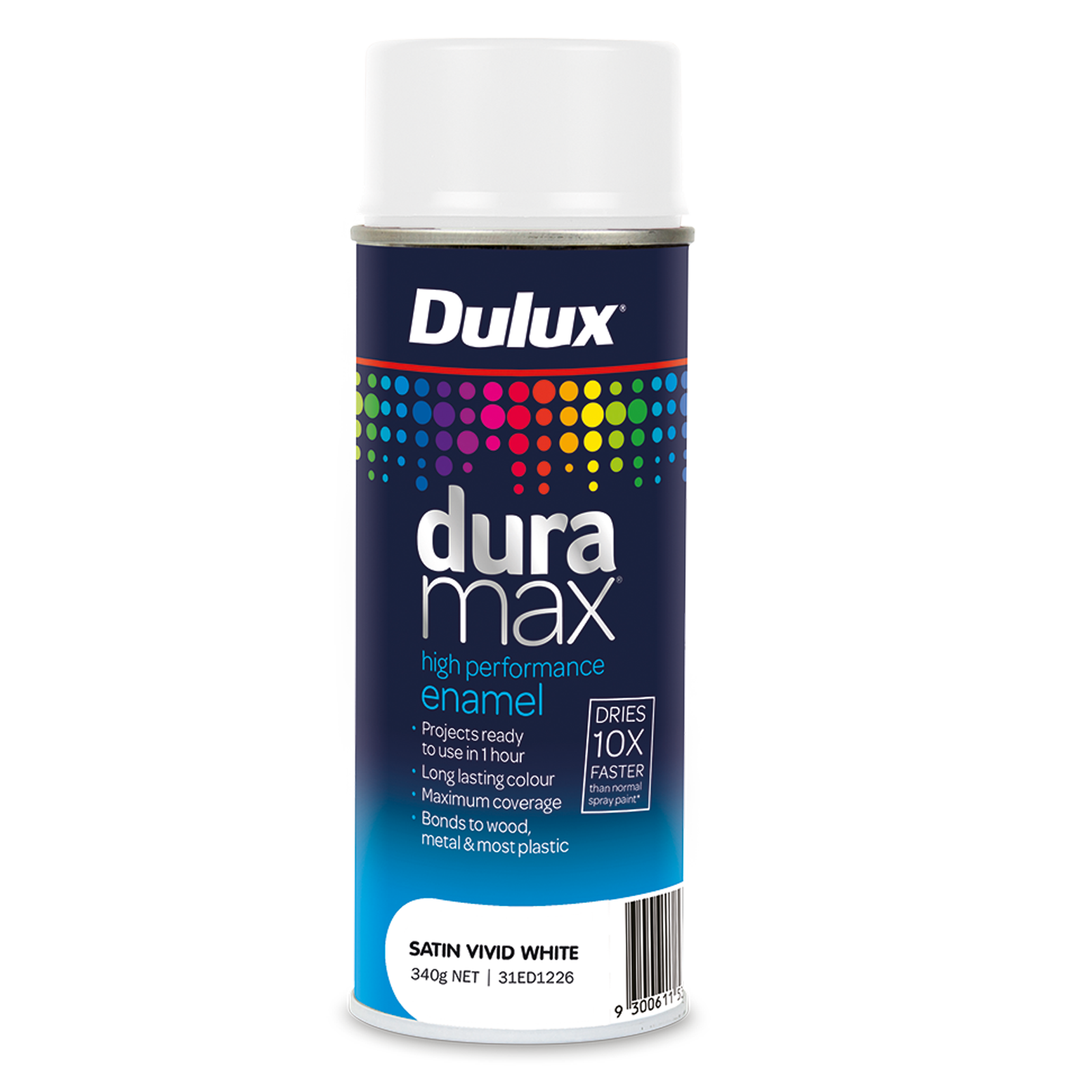 Dulux Duramax 340g Satin Spray Paint Vivid White Bunnings Warehouse