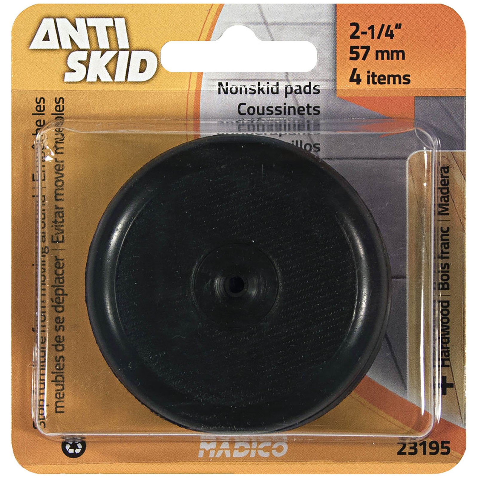 Madico 57mm Black Nonskid Round Floor Saver - 4 Pack
