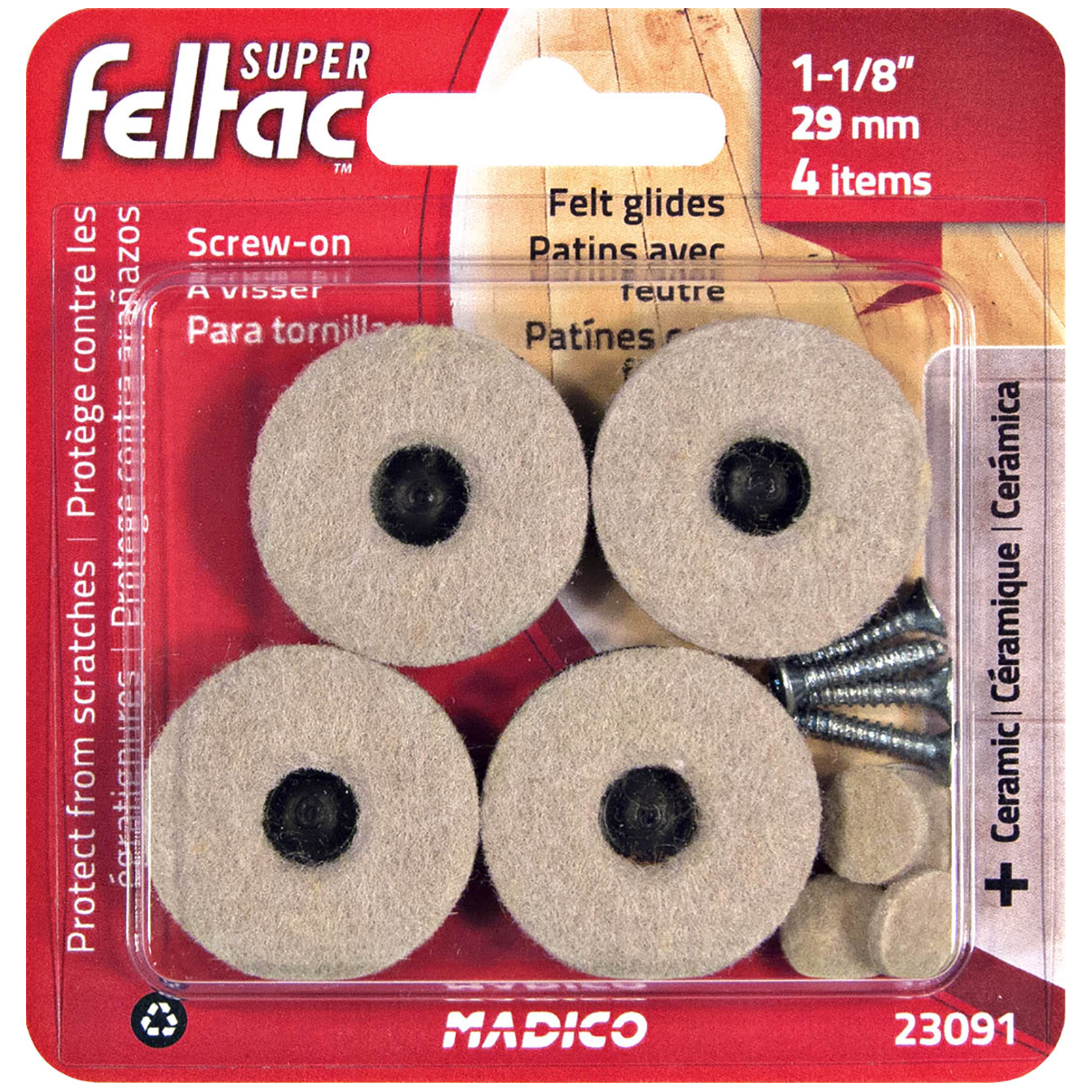 Madico 29mm Beige Round Felt Floor Savers - 4 Pack