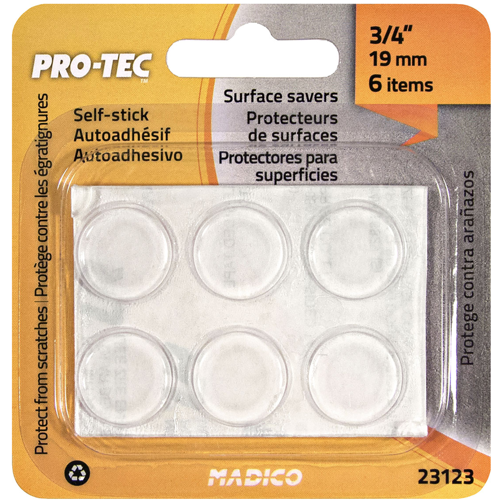 Madico 19mm Clear Self-Stick Protec Surface Savers - 6 Pack