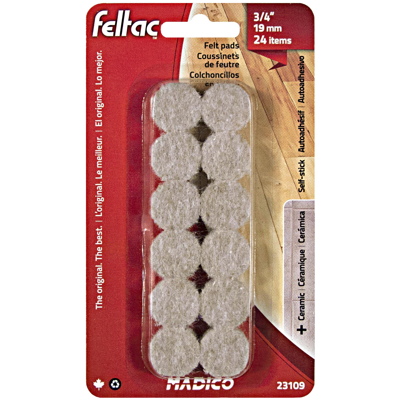 Madico 19mm Beige Round Feltac Floor Protection Pad - 24 Pack
