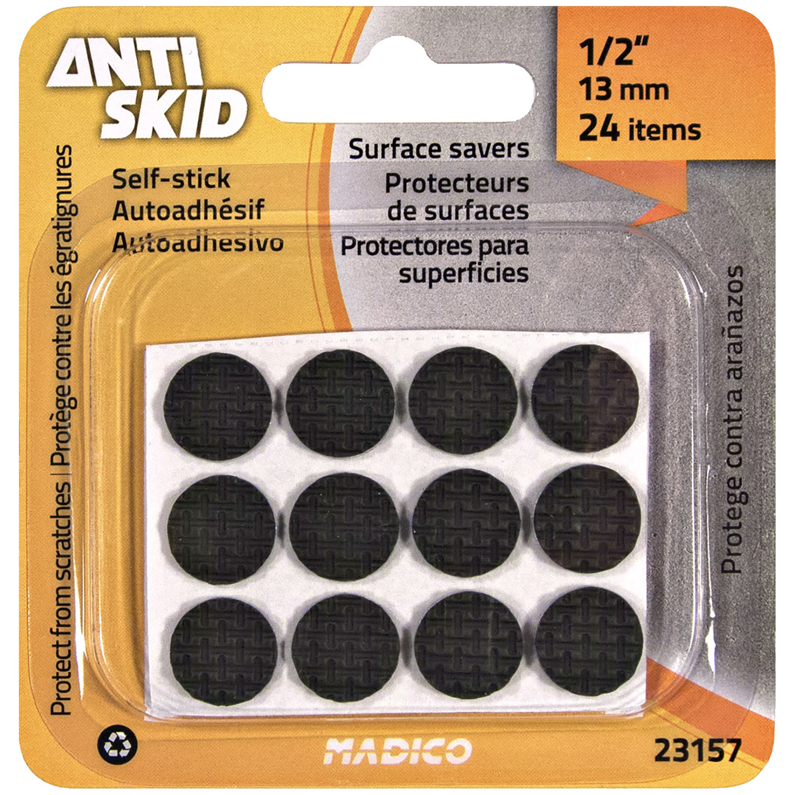 Madico 13mm Nonskid Foam Self-Stick Protec Surface Savers - 24 Pack